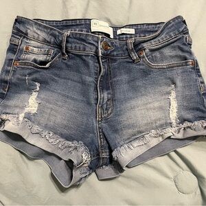 Women's Distressed Denim Shorts - Blue
